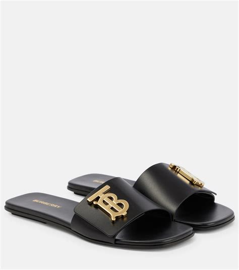 burberry tb leather sandals|Burberry platform sandals embellished.